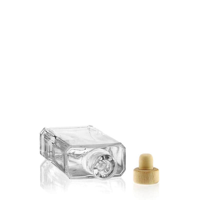Botella de vidrio 'Shiny' de 200 ml, rectangular, boca: corcho