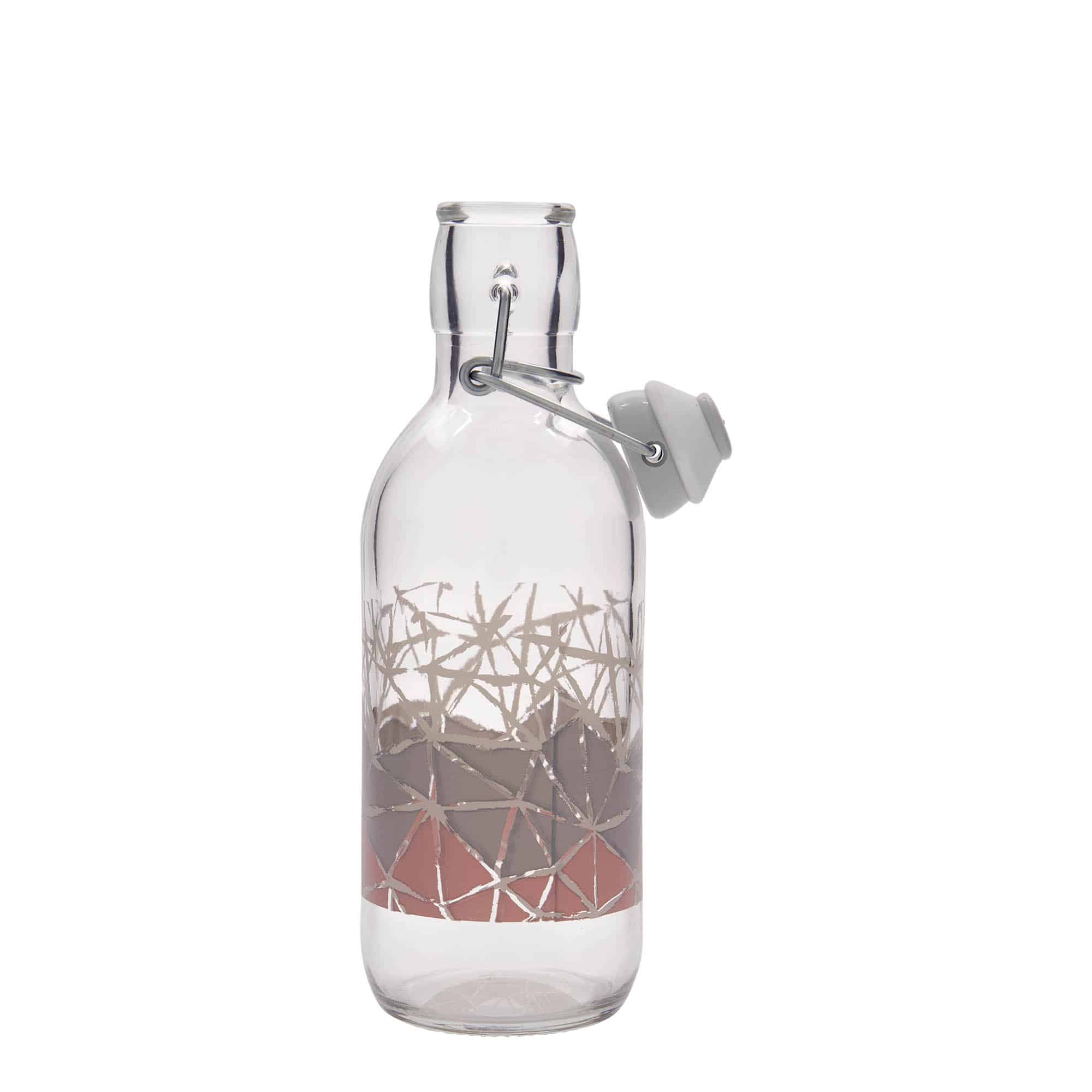 Botella de vidrio 'Emilia' de 500 ml, motivo: Manolibera rosa, boca: tapón mecánico