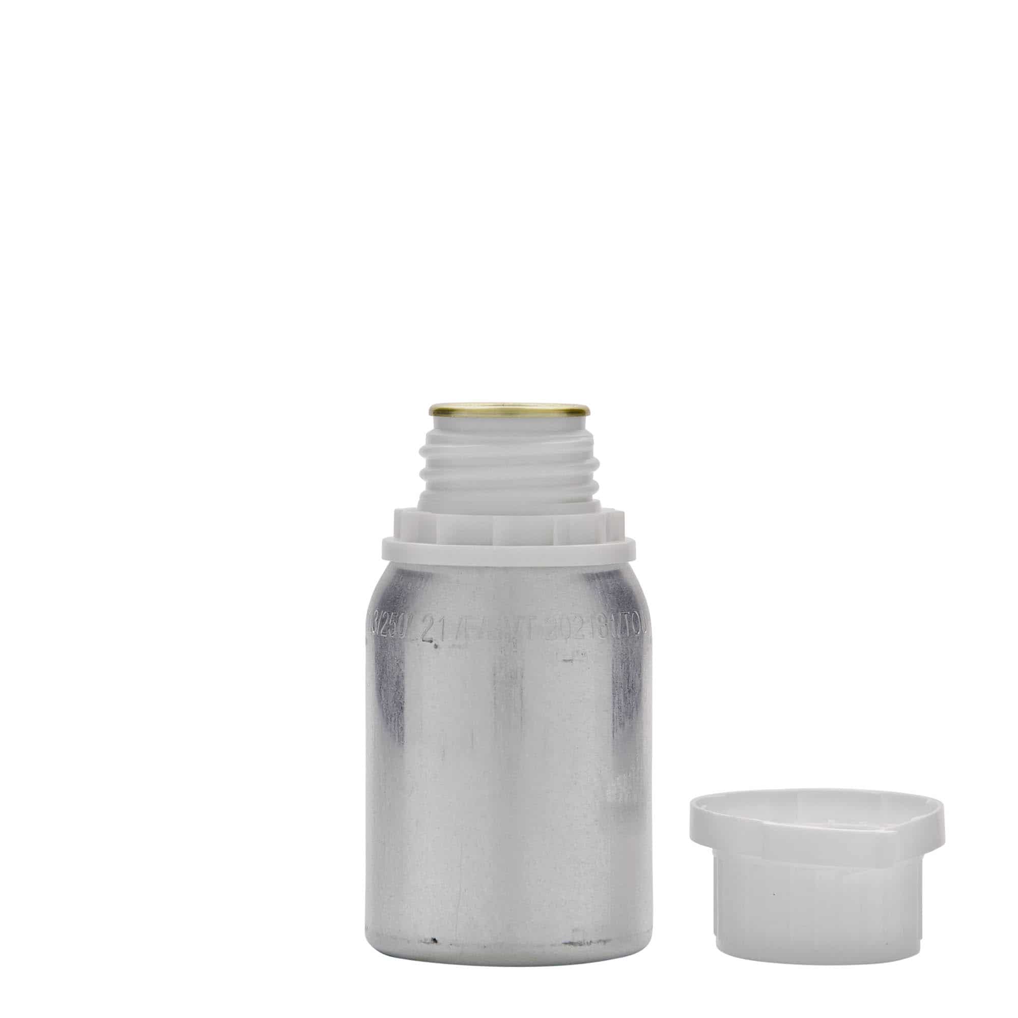 Botella de aluminio de 125 ml, metal, plateado, boca: DIN 32