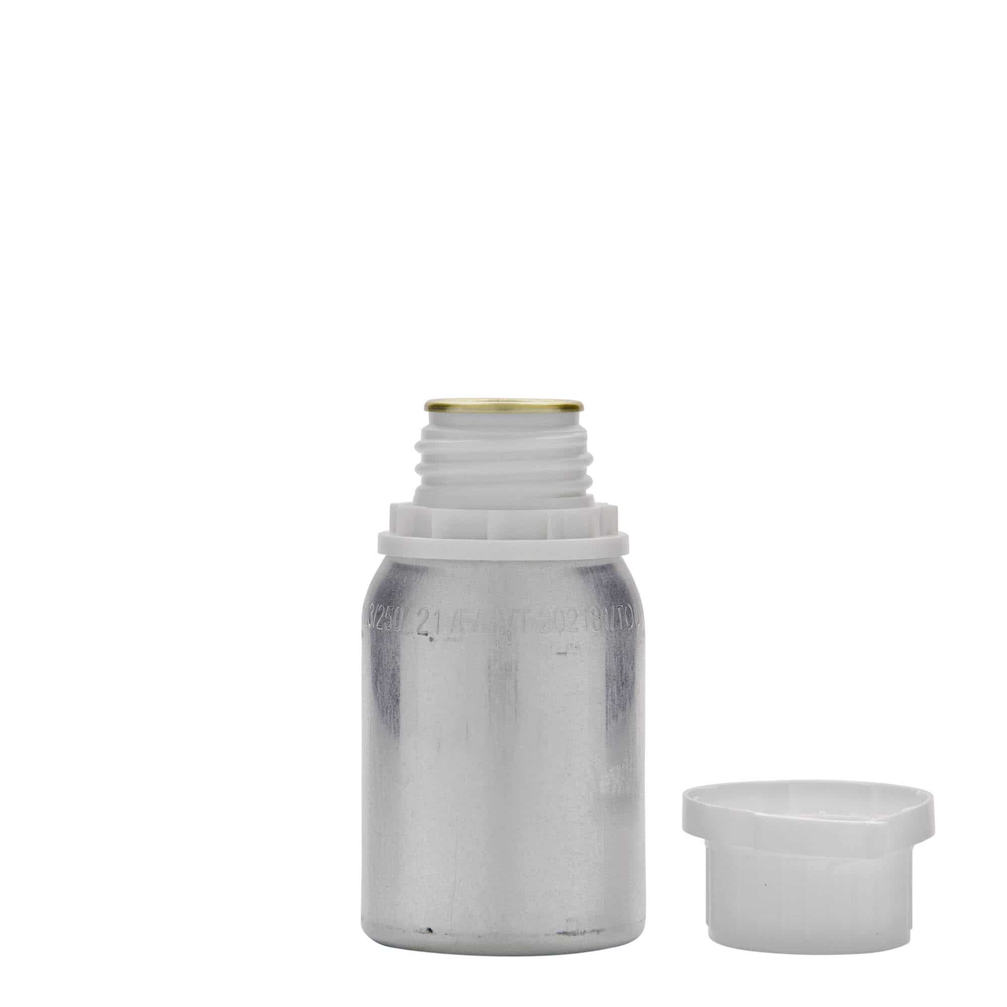 Botella de aluminio de 125 ml, metal, plateado, boca: DIN 32 Botella de aluminio de 125 ml, metal, plateado, boca: DIN 32