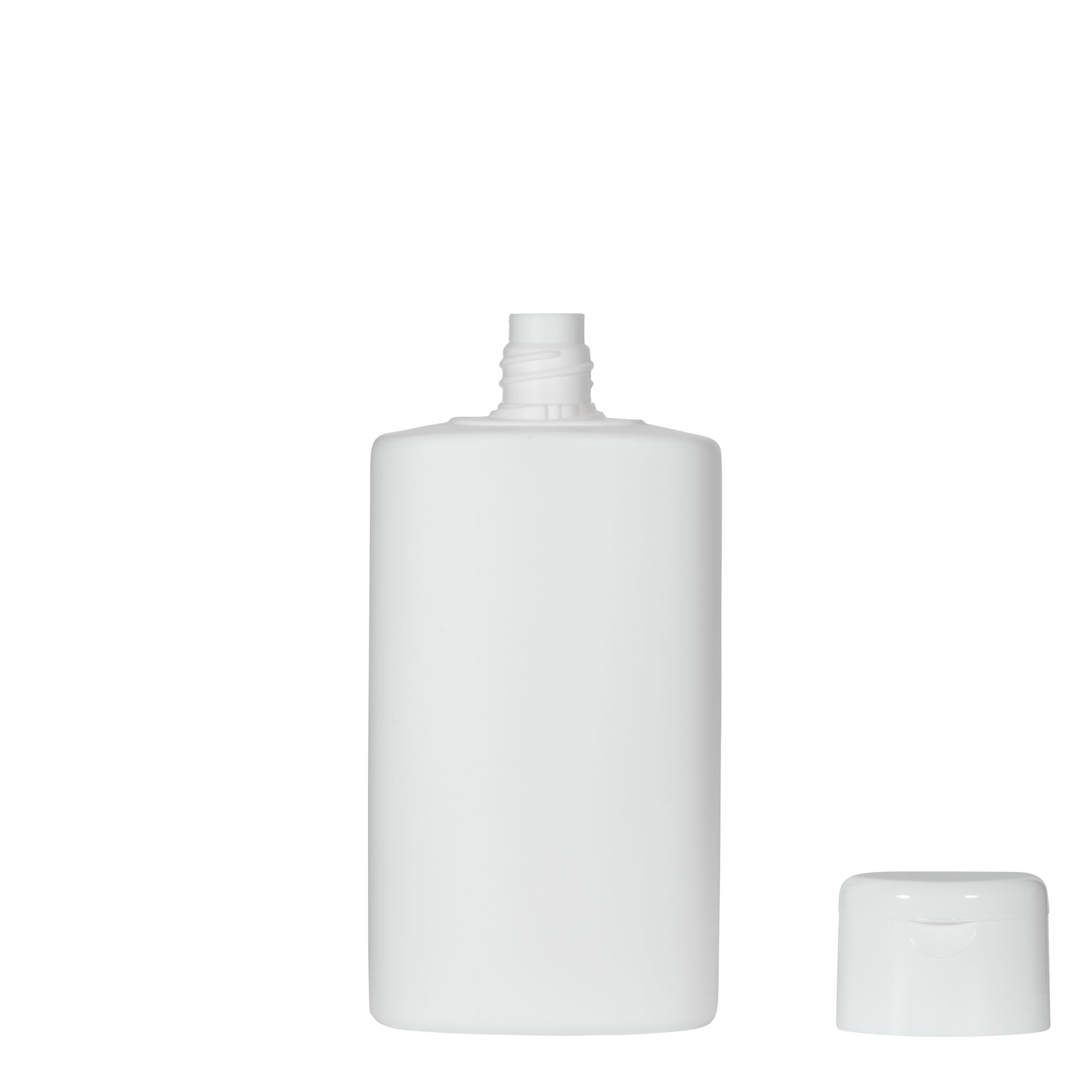 Botella de plástico 'Indy' de 250 ml, ovalada, HDPE, blanco, boca: tapón de rosca