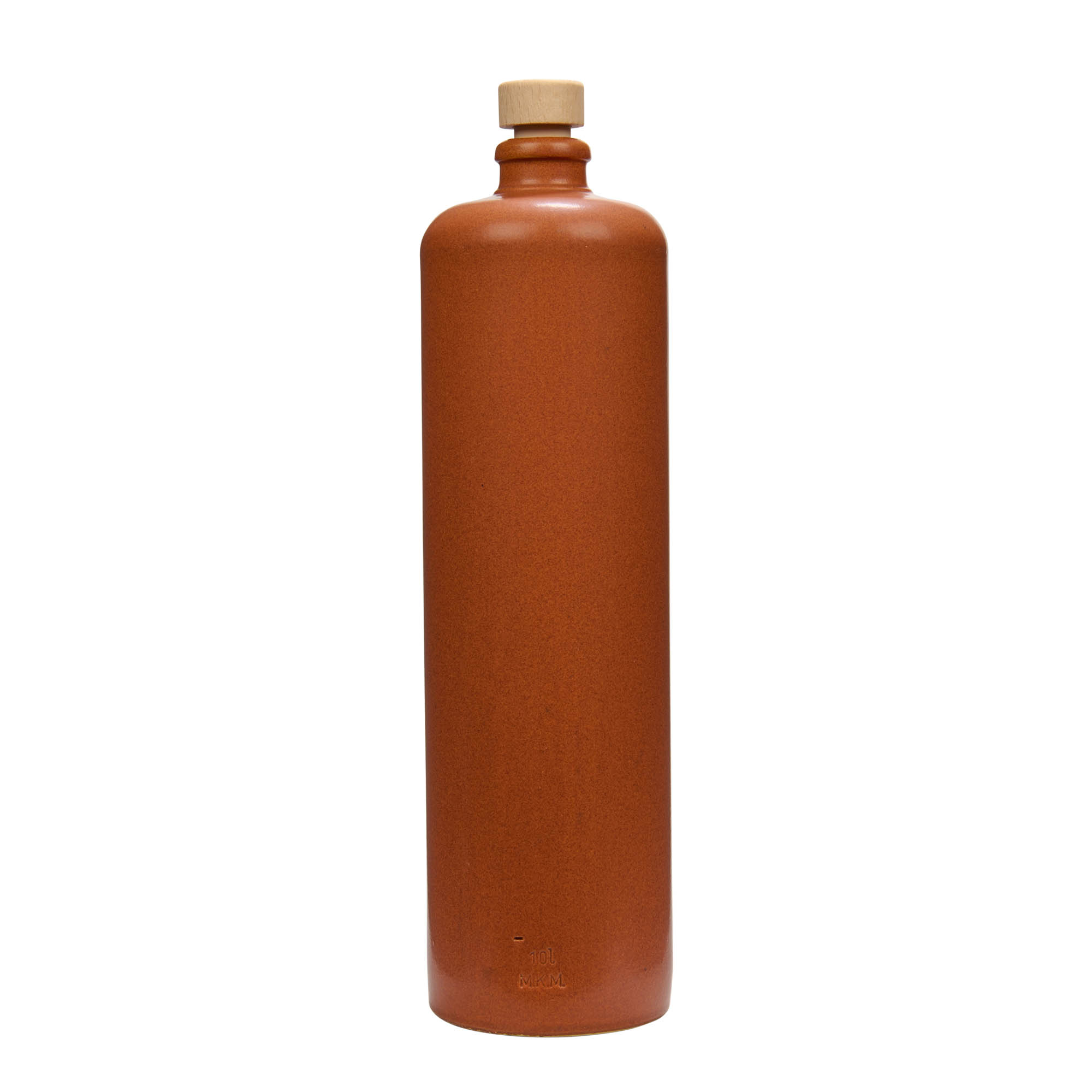 1.000 ml jarra de gres, color rojo-marrón, boca: corcho