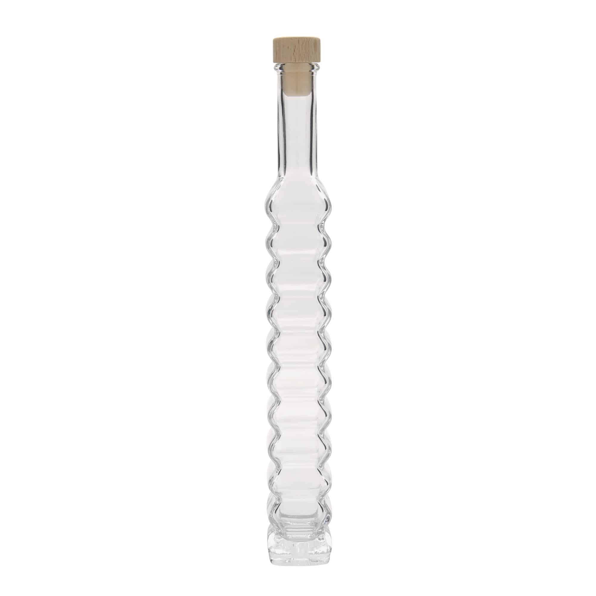 Botella de vidrio 'Roma' de 200 ml, cuadrada, boca: corcho