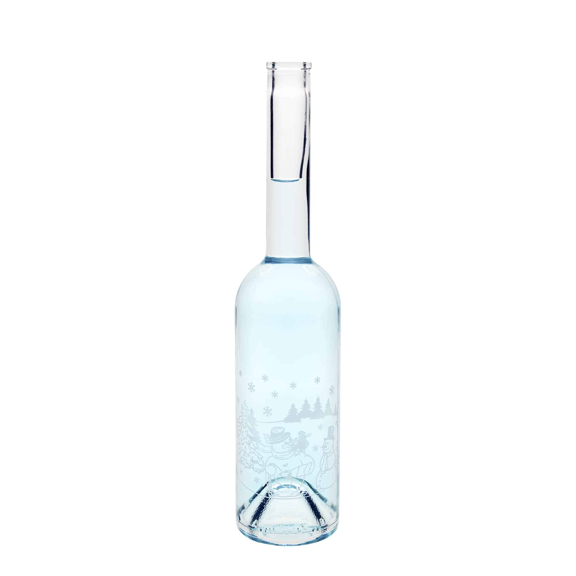 Botella de vidrio 'Opera' de 500 ml, motivo: botella en forma de muñeco de nieve, boca: corcho