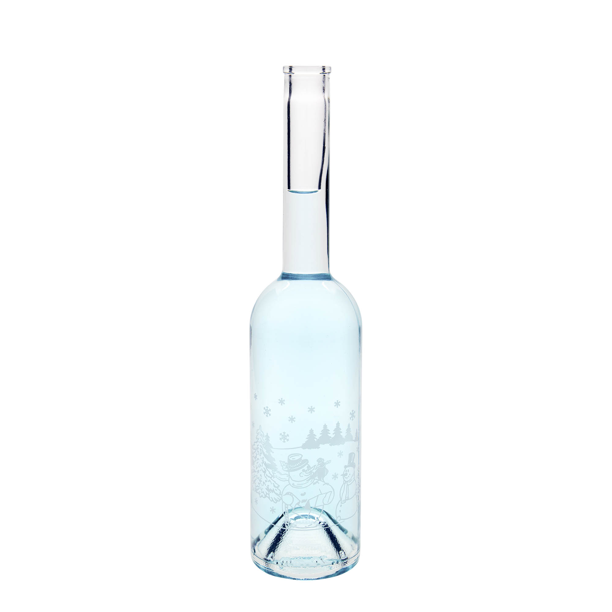 Botella de cristal de 500 ml «Opera», motivo: botella de muñeco de nieve, boca: corcho