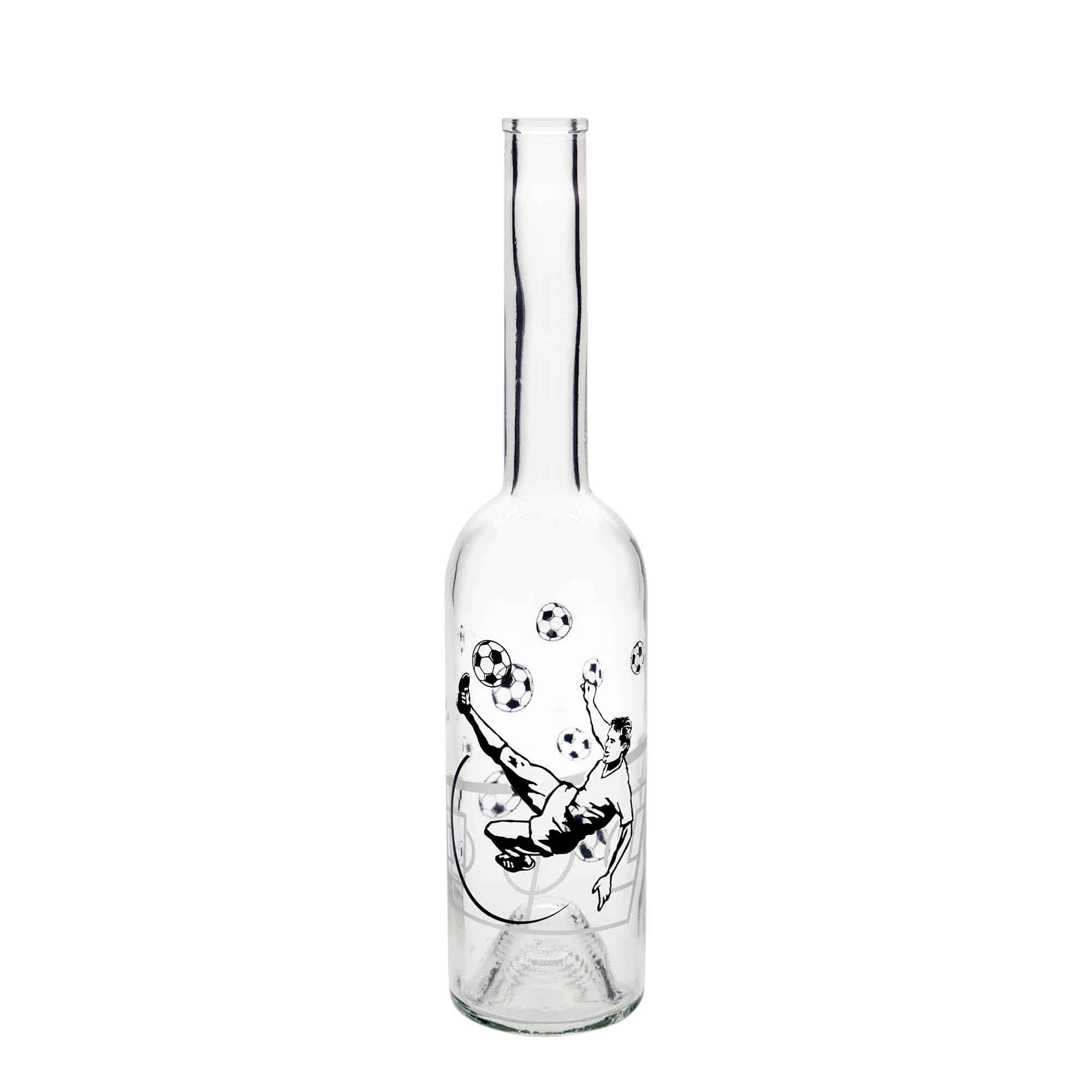 Botella de vidrio 'Opera' de 500 ml, motivo: futbolista, boca: corcho Botella de vidrio 'Opera' de 500 ml, motivo: futbolista, boca: corcho