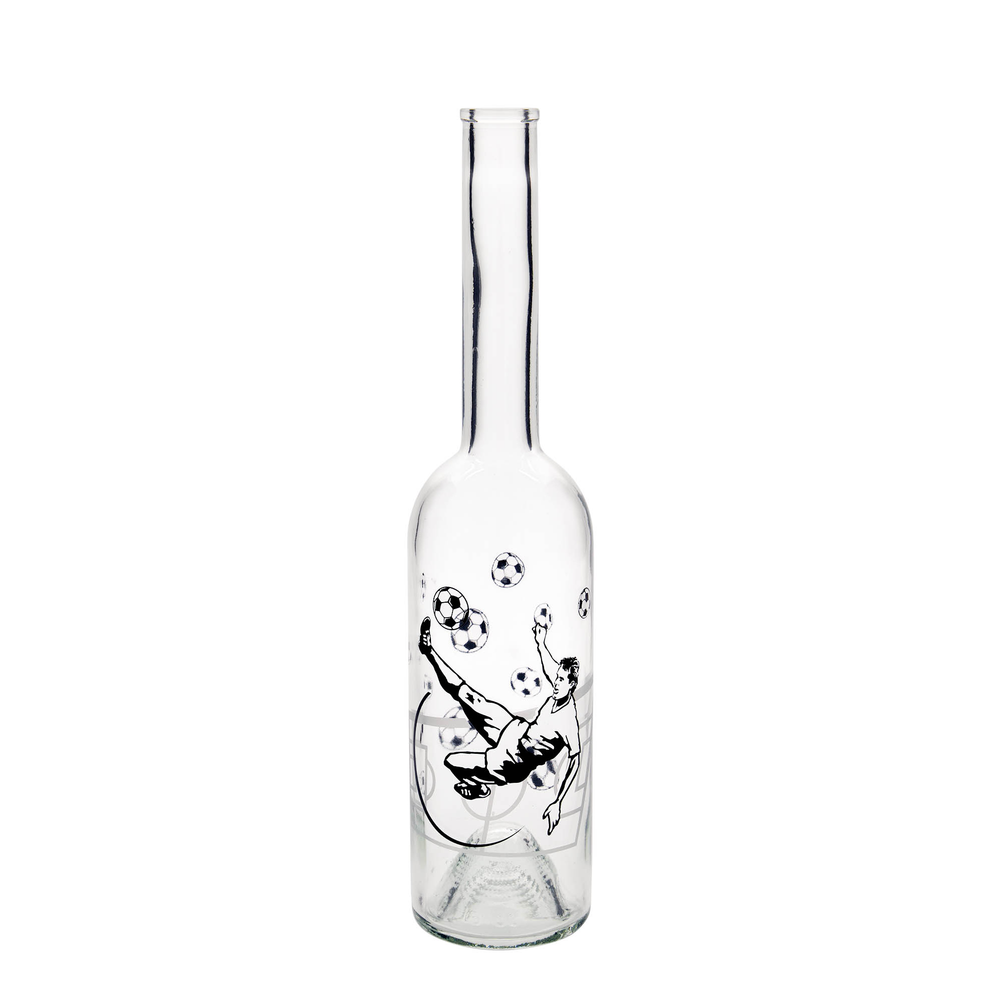 Botella de vidrio de 500 ml 'Opera', motivo: jugador de fútbol, boca: corcho Botella de vidrio de 500 ml 'Opera', motivo: jugador de fútbol, boca: corcho