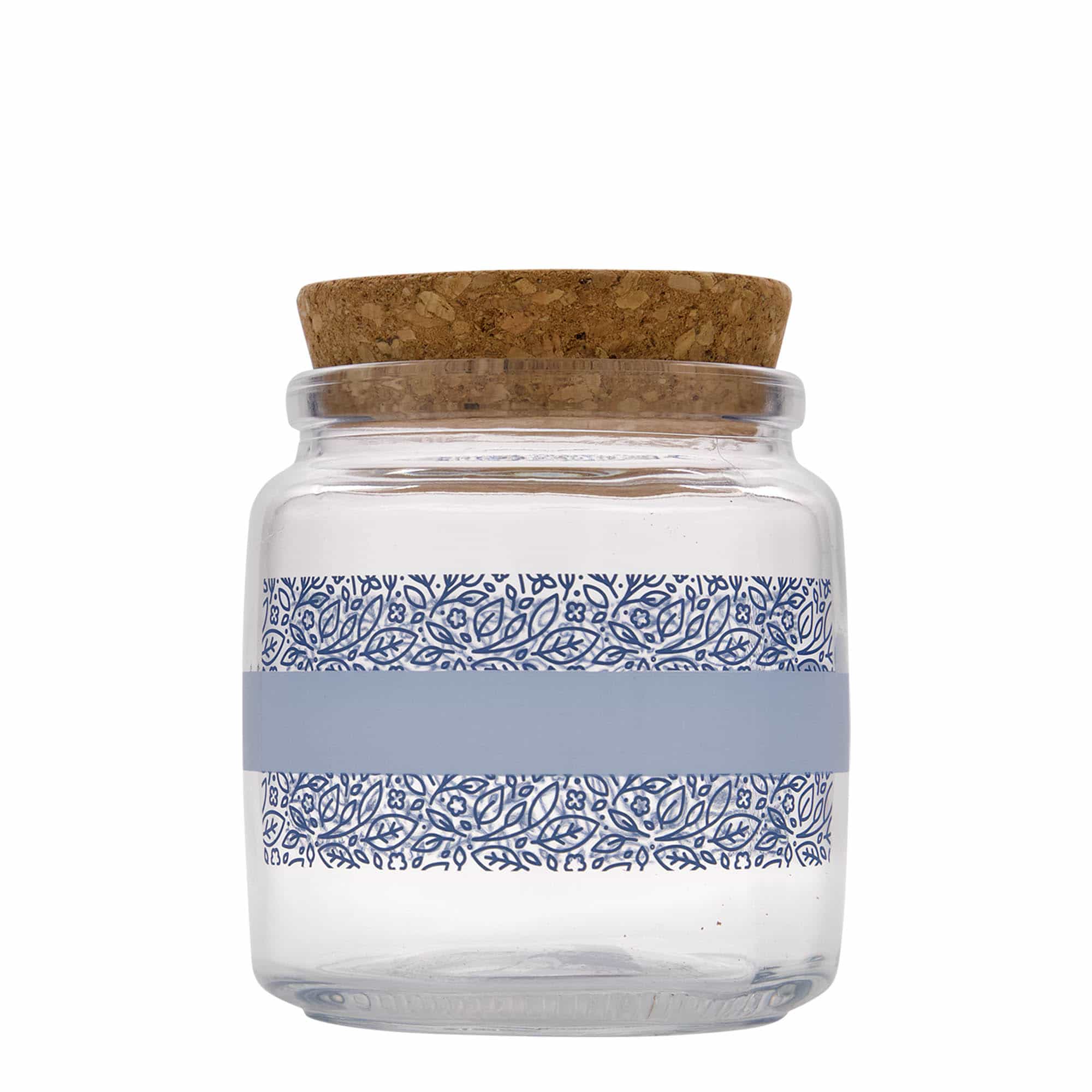 Tarro con tapa de corcho 'Giara' de 750 ml, motivo: Naturalmente blu, boca: corcho