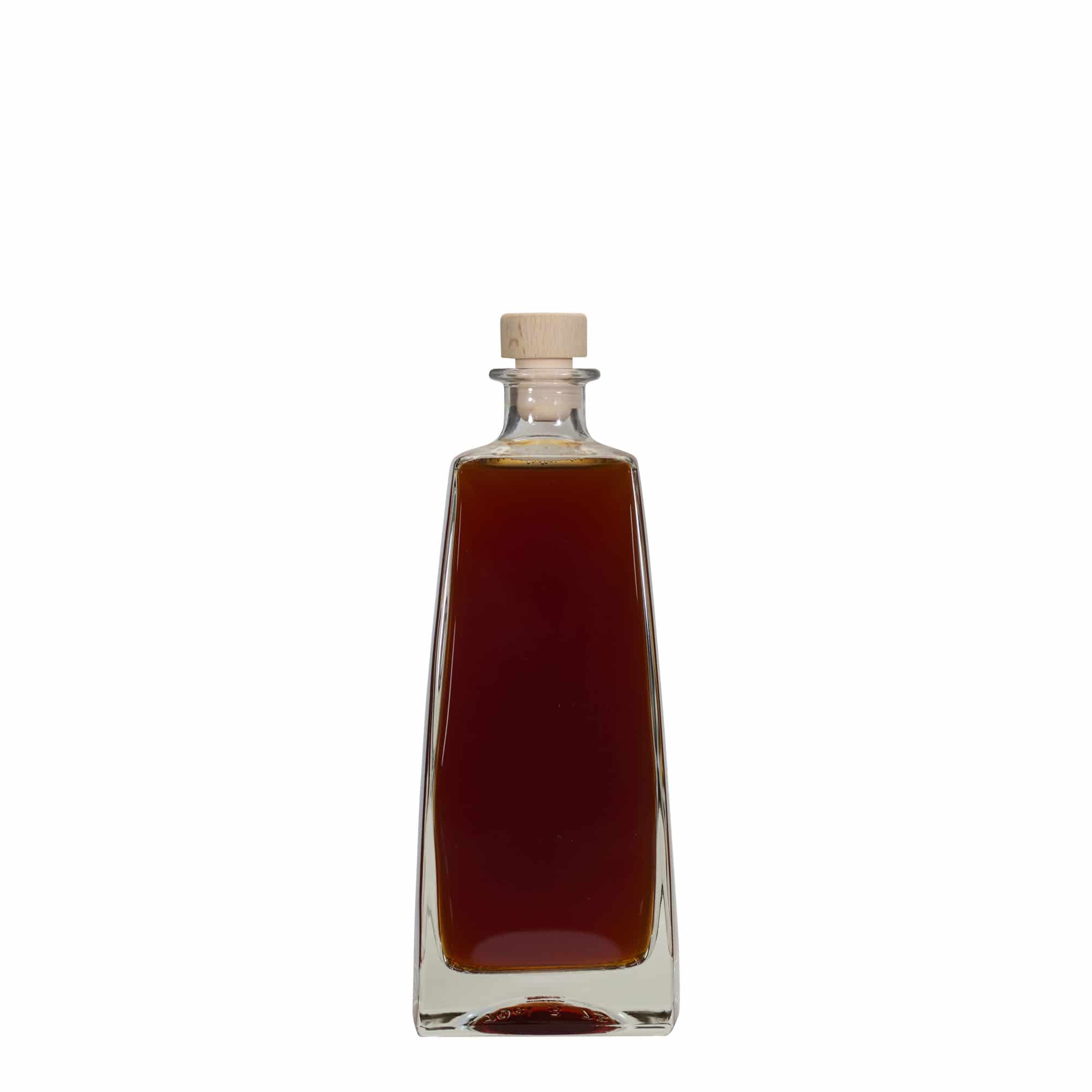 Botella de vidrio 'Timmy' de 700 ml, rectangular, boca: corcho