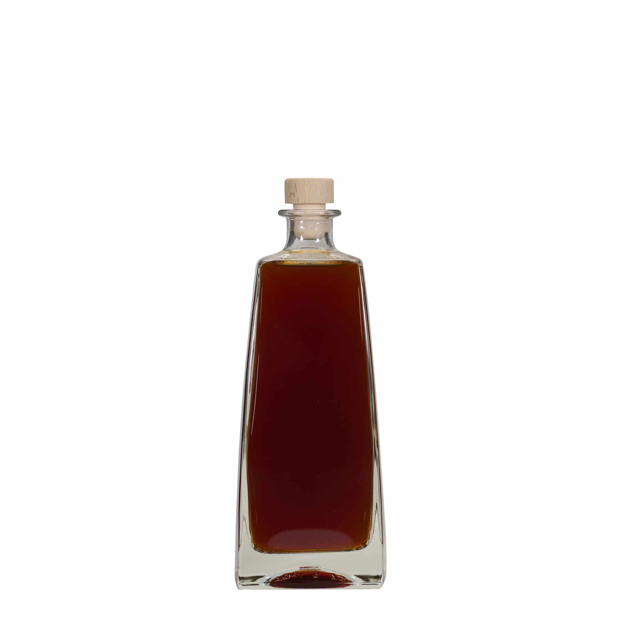 Botella de vidrio de 700 ml 'Timmy', rectangular, boca: corcho