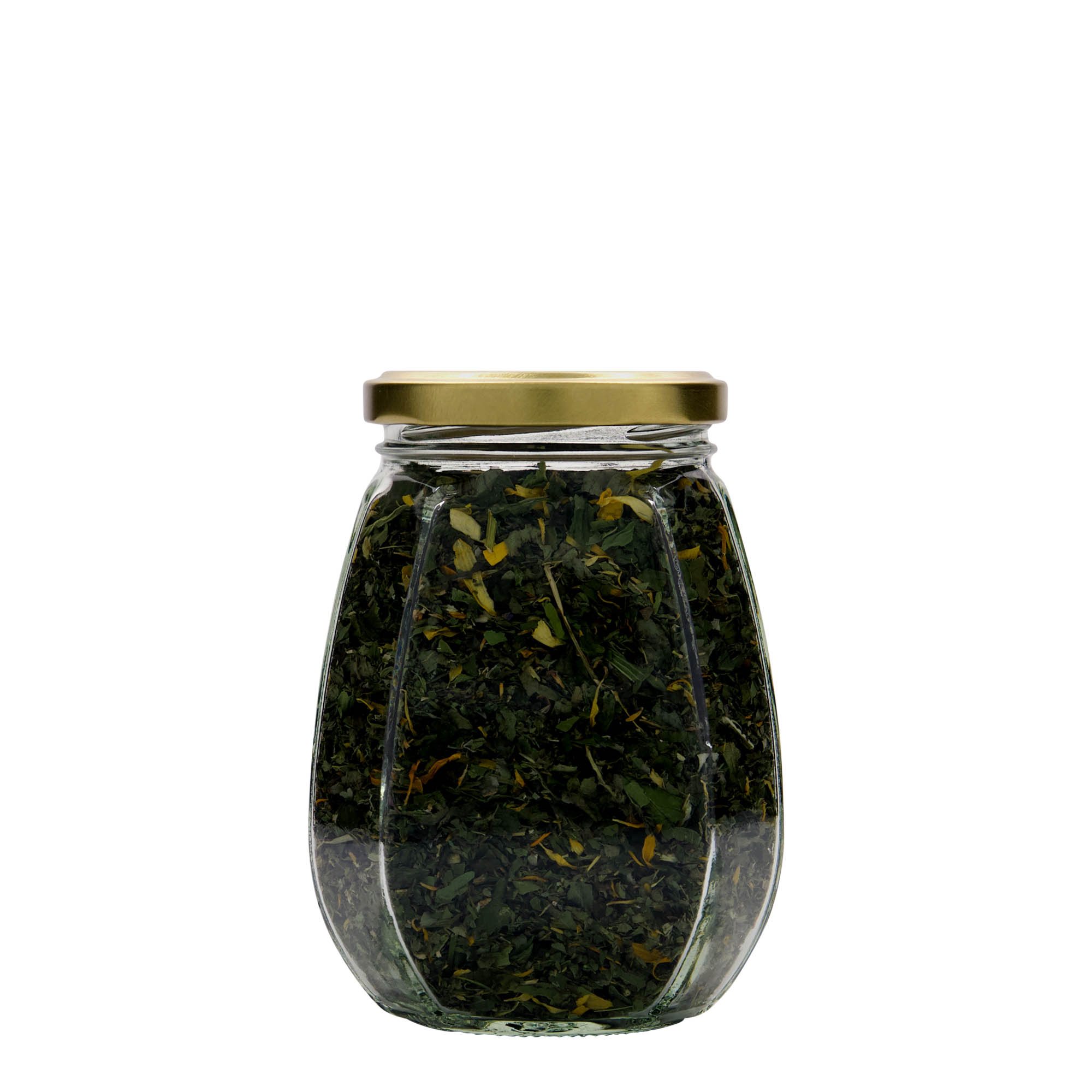 385 ml tarro de cristal para joyas, hexagonal, boca: Twist-Off (TO 63)