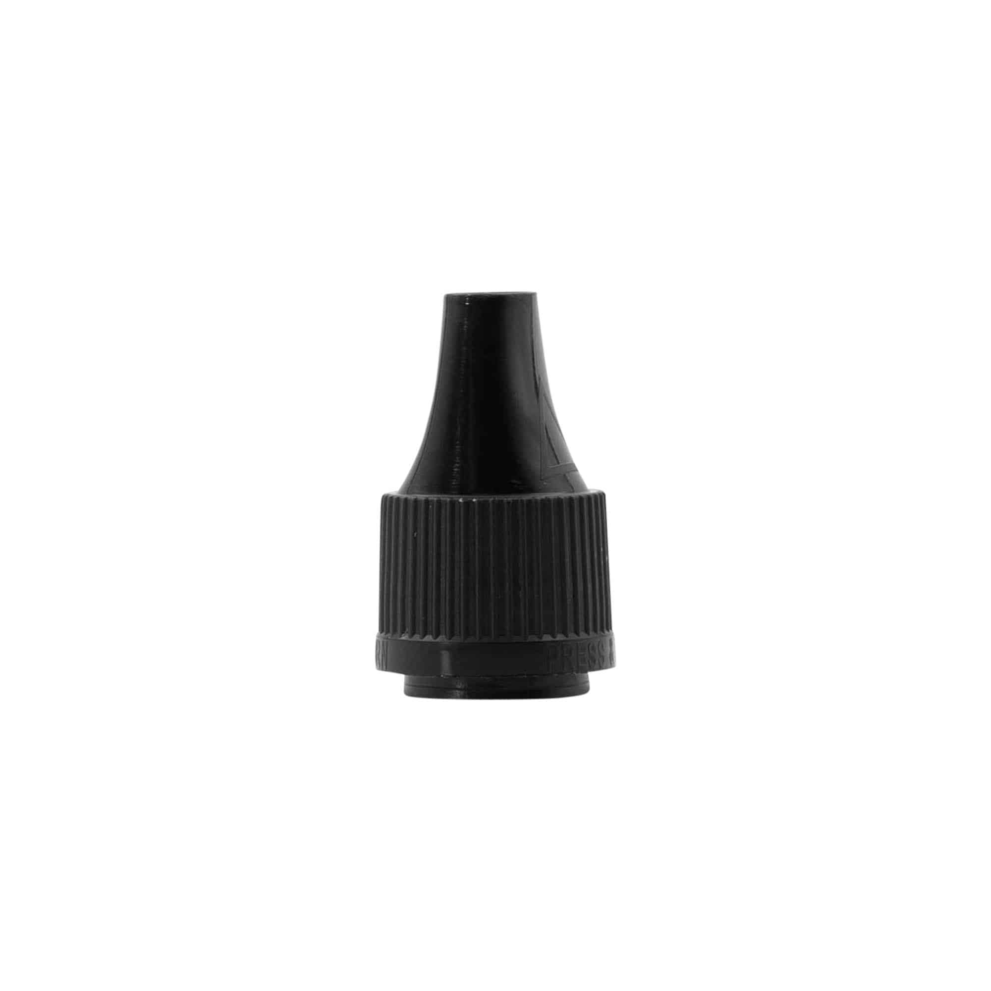 Tapón de rosca con garantía de calidad y seguro a prueba de niños para 'E-Liquid', plástico de PP, negro