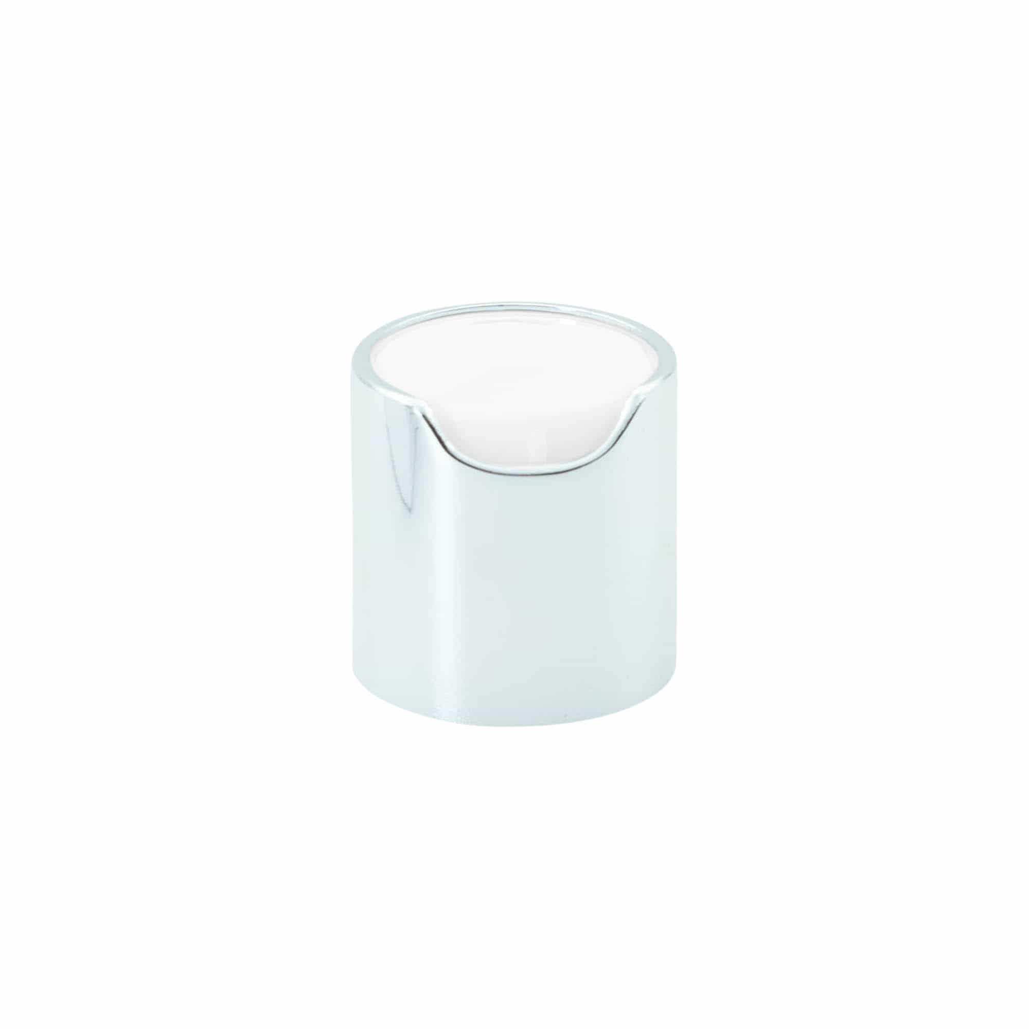 Tapa de rosca Disc Top, plástico PP, plateado, para boquilla: 24/410